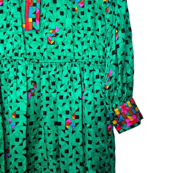Anne Crimmins Umi Collections 80s Silk Long Sleeve Button Front Maxi Dress Sz 4 - Picture 4 of 8